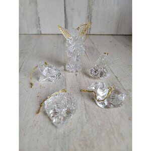 Plastic crystal angel goose wreath ornament cherub Xmas set